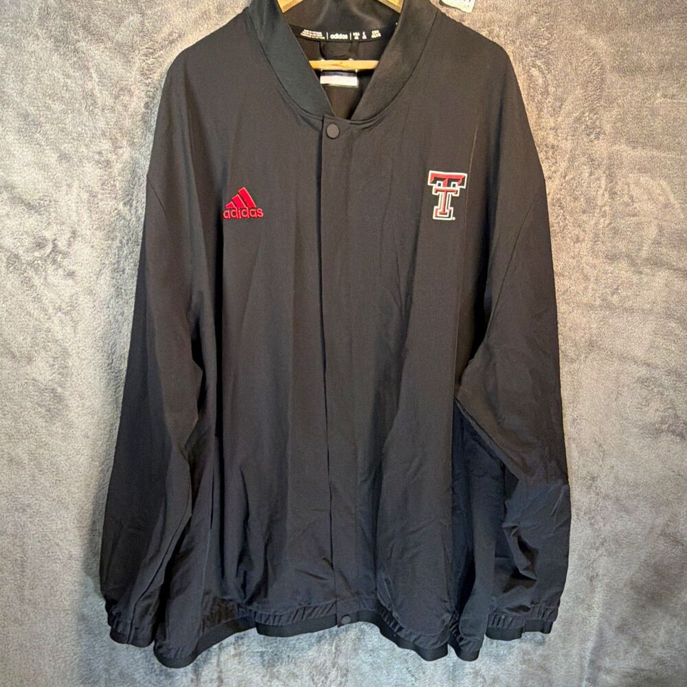 adidas Texas Tech Red Raiders Full Zip Windbreaker Jacket Black/Red Size 4XL